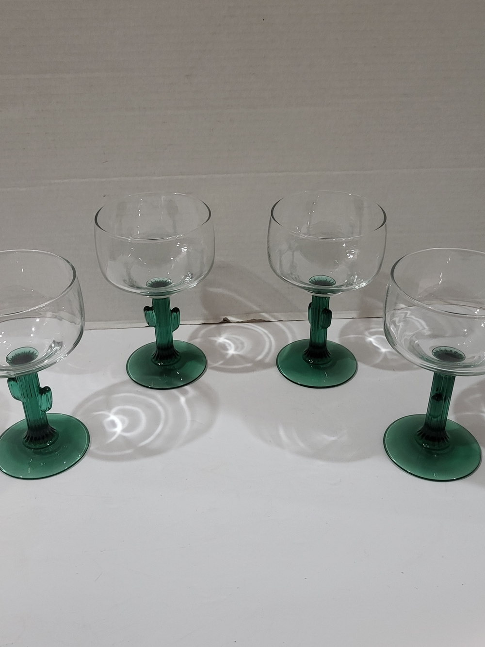 LIBBEY Green Cactus Stemware Margarita Glasses SET of 4 - 6" Height